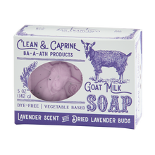 Load image into Gallery viewer, Clean &amp; Caprine Goat Milk Bar Soap - Lavender Scent with Dried Lavender Buds
