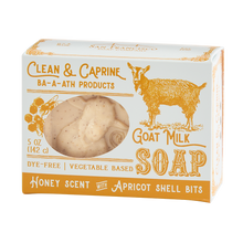 Load image into Gallery viewer, Clean &amp; Caprine Goat Milk Bar Soap - Honey Scent with Apricot Shell Bits
